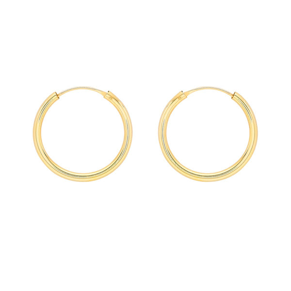 9K Yellow Gold Hollow-Tube 22.5mm Hoop Earrings