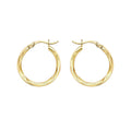 9K Yellow Gold 18.5 Diamond Cut Faceted Creole Hoop Earrings