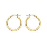 9K Yellow Gold 18.5 Diamond Cut Faceted Creole Hoop Earrings