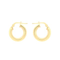9K Yellow Gold Round-Tube 15mm Hoop Creole Earrings
