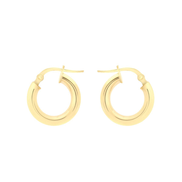 9K Yellow Gold Round-Tube 15mm Hoop Creole Earrings