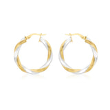 9K 2-Colour Gold Twist Creole Hoop Earrings
