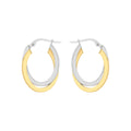 9K 2-Colour Gold Oval Crossover Hoop Creole Earrings