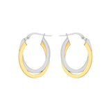 9K 2-Colour Gold Oval Crossover Hoop Creole Earrings