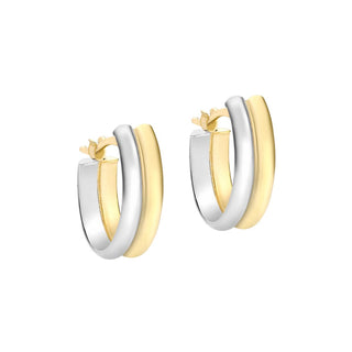 9K 2-Coloured Gold Huggie Hoop Earrings
