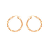 9K Rose Gold 25mm Twist Creole Hoop Earrings
