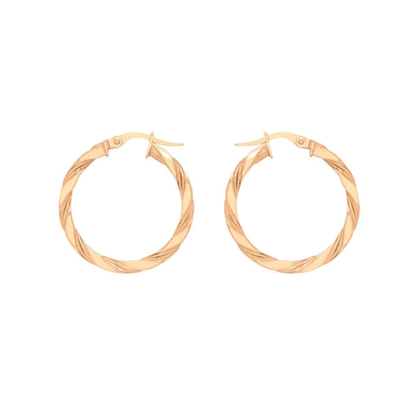 9K Rose Gold 25mm Twist Creole Hoop Earrings