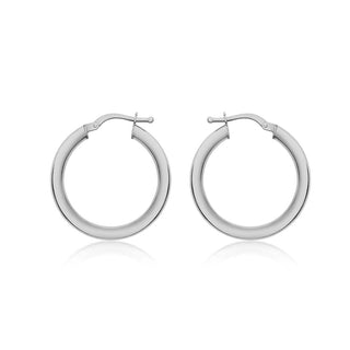 9K White Gold Round 25mm Polished Hoop Creole Earrings