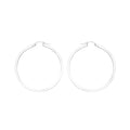 9K White Gold Rectangular-Tube 35mm Hoop Creole Earrings