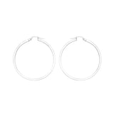 9K White Gold Rectangular-Tube 35mm Hoop Creole Earrings