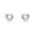 9K White Gold 7mm Flat Button Stud Earrings