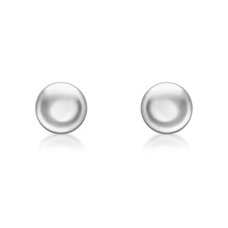 9K White Gold 7mm Flat Button Stud Earrings