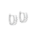 9K White Gold CZ Baguette Huggie Hoop Earrings