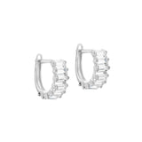 9K White Gold CZ Baguette Huggie Hoop Earrings