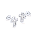 9K White Gold CZ Cross Stud Earrings