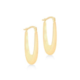 9K Yellow Gold Elongated Drop Hoop Earrings