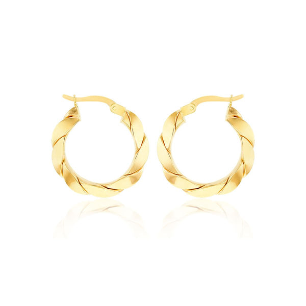 9K Yellow Gold Twisted Creole Earrings