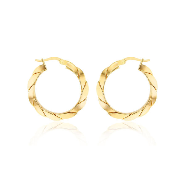 9K Yellow Gold Twisted Creole Earrings
