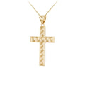 9K Yellow Gold Greek Key Cross Pendant