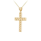 9K Yellow Gold Greek Key Cross Pendant