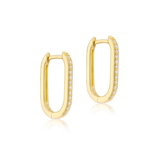 9K Yellow Gold Cubic Zirconia Hoop Creole Earrings