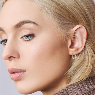 9K Yellow Gold Cubic Zirconia Hoop Creole Earrings