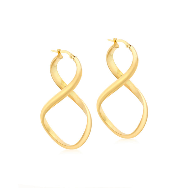 18K Yellow Gold Smoothe Figure 8 Hoop Earrings