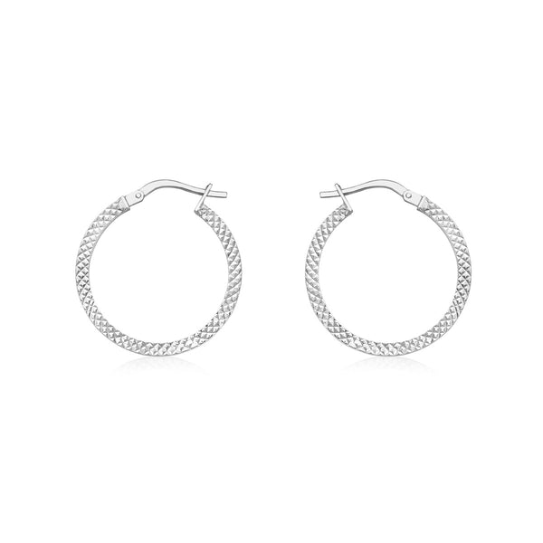 9K White Gold 20mm Cobra Hoop Earrings