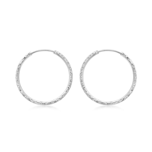 9K White Gold 25mm DC Creole Hoop Earrings