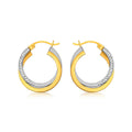 9K 2 Colour Gold Xover SQ Tube Hoop Earrings