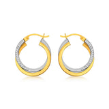 9K 2 Colour Gold Xover SQ Tube Hoop Earrings