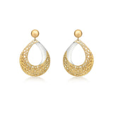 9K 2 Colour Gold Pear Drop Earrings