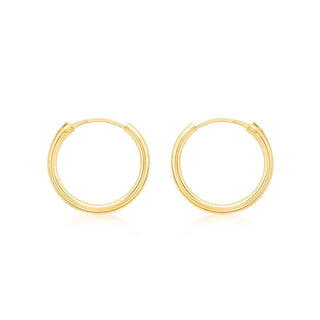 9K Yellow Gold Plane 13mm Sleeper Hoop Earrings
