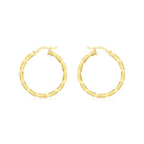 9K yellow Gold Flat Twist Hoop Earrings