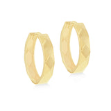 9K Yellow Gold Faceted Hoop Earrings