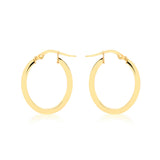 9K Yellow Gold Oval Creole Hoop Earrings