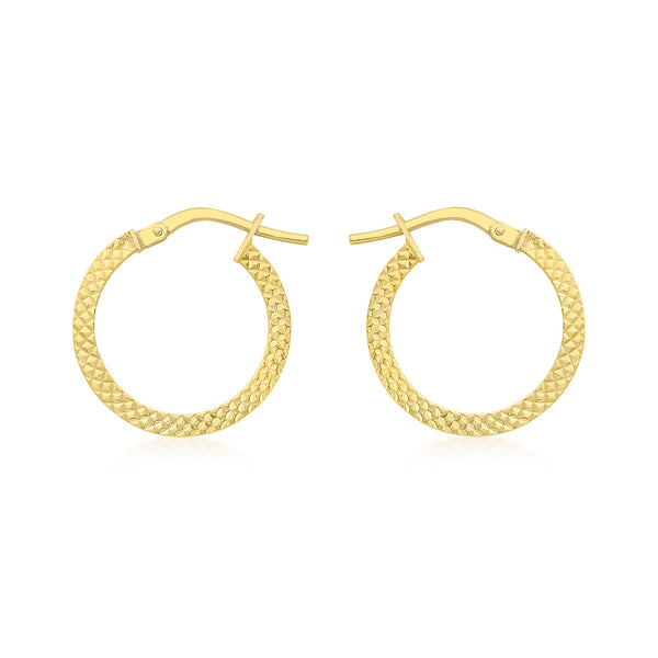 9K Yellow Gold 15mm Cobra Hoop Earrings