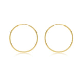 9K Yellow Gold 25mm Plain Sleeper Hoop Earrings