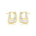 9K 2 Colour Gold Electroform Square Hoop Earrings