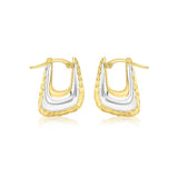 9K 2 Colour Gold Electroform Square Hoop Earrings