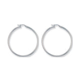 9K White Gold 40mm Round Tube Hoop Earrings