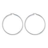9K White Gold 60mm Round Tube Hoop Earrings