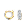 9K Yellow Gold 12mm CZ Huggie Hoop Earrings