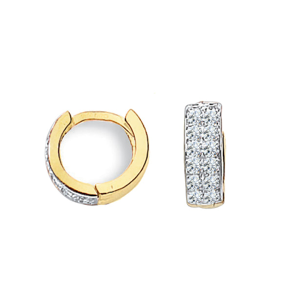 9K Yellow Gold 12mm CZ Huggie Hoop Earrings