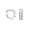 9K White Gold 12mm CZ Huggie Hoop Earrings