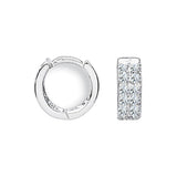 9K White Gold 12mm CZ Huggie Hoop Earrings