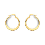 9K Yellow Gold Flat Round 26mm Hoop Earrings