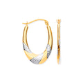 9K 2 Colour Gold Hollow Creole Hoop Earrings