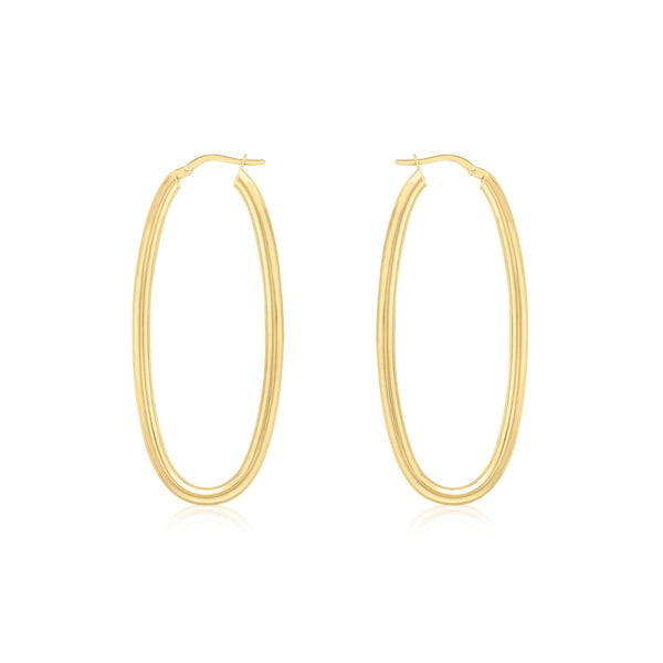 9K Yellow Gold Round-Tube Creole Earrings