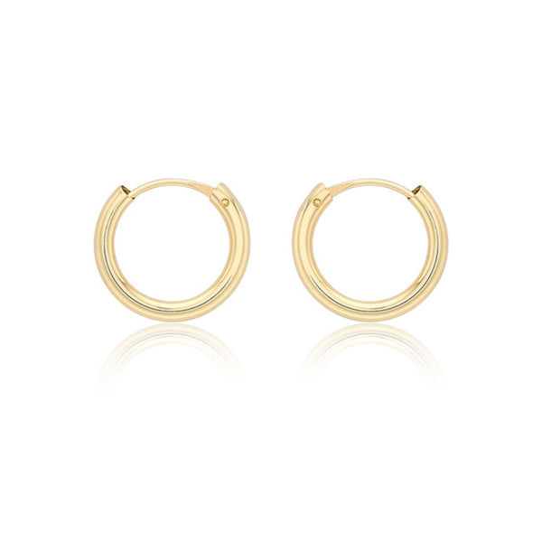 9K Yellow Gold Hollow-Tube 13.5mm Hoop Earrings